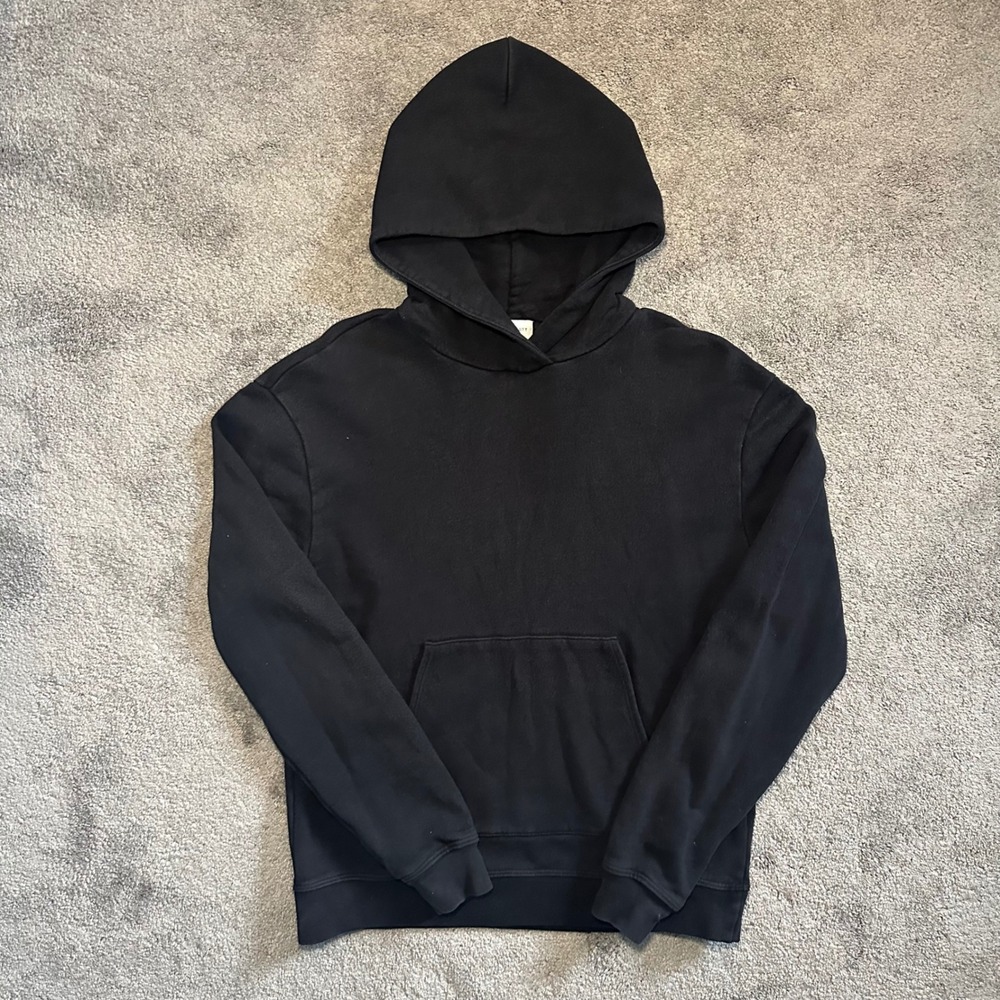 John Elliott Hoodie Mens Size 0 XS Black Pullover Cotton Sweatshirt USA Made